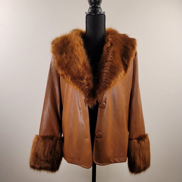 Nasty Gal Jackets & Coats Nasty Gal Faux Fur Trimmed Faux Leather